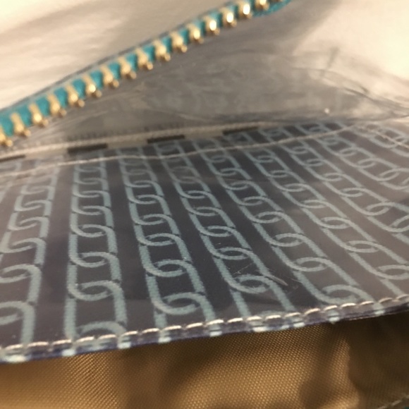 Kate Landry Aqua blue and navy wristlet .. - Picture 6 of 8